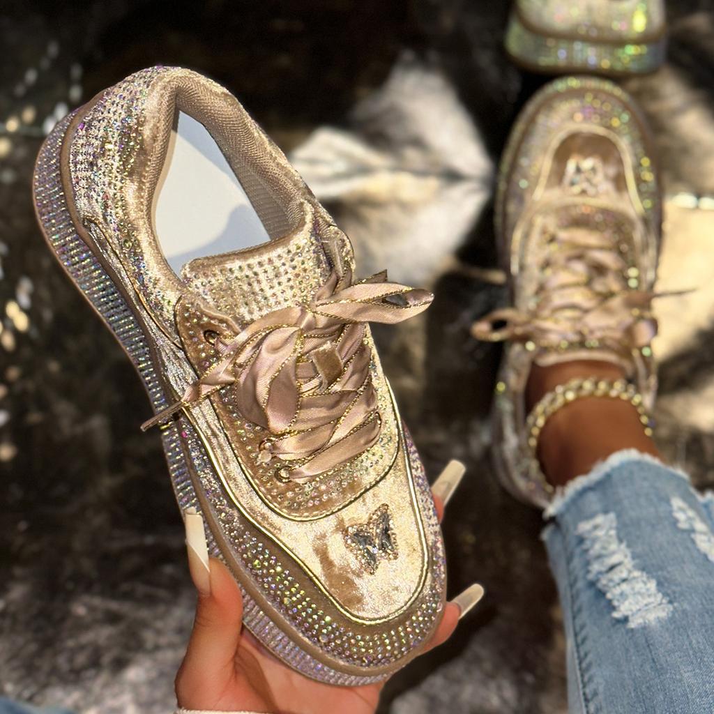 Fashion 2025 New Women Sneakers Luxury Designer Shoes Outdoor Platform Female Sneakers Women Fashion Luxury Rhinestone Ladies Shoes