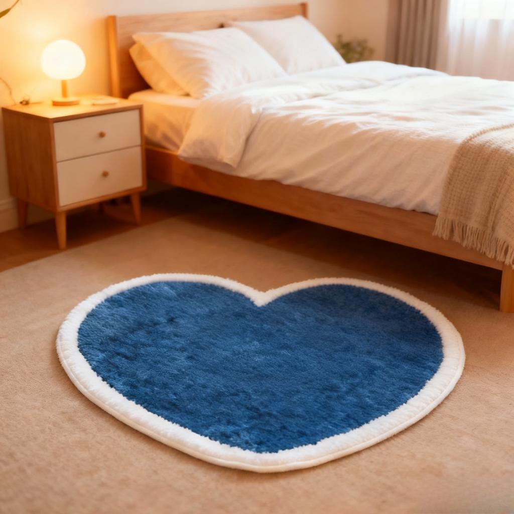 Dopamine Color Bedroom Decor Carpet Heart Shape Carpets for Living Room Thick Plush Bedside Floor Mat Fluffy Soft Cloakroom Rug