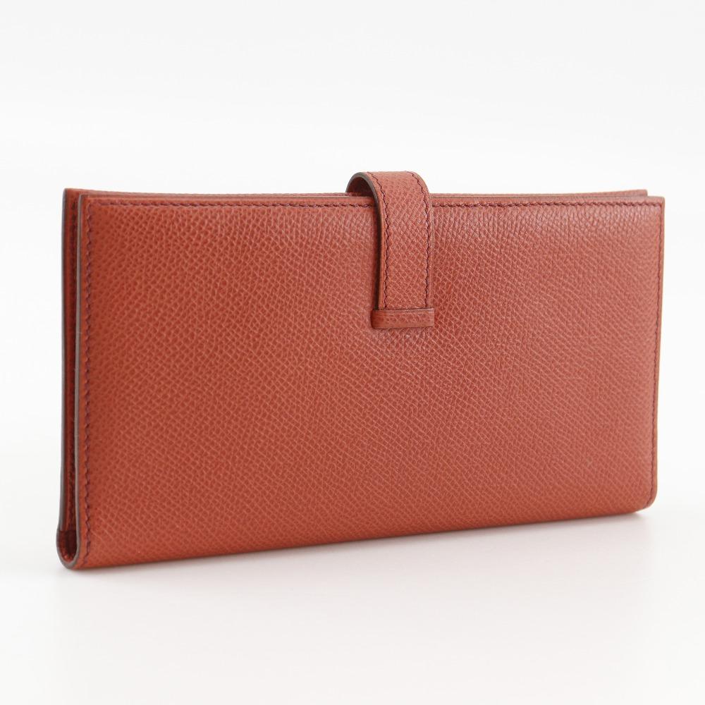 HERMES Bean Purse Orange/SilverHardware Epsom Women Used