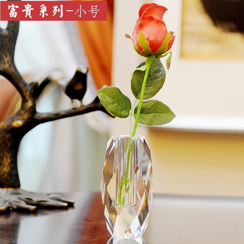 European Crystal Glass Small Vase, Fresh Tabletop Ornaments, Flower Plant, Transparent Bottle, Modern Home Decoration Accessorie