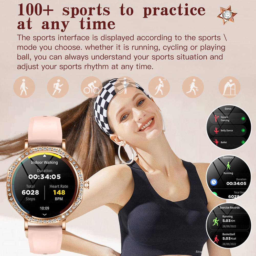 1.27 inch  Screen Fashion Ladies Smart Watch Screen Always Display Bluetooth Call Smartwatch Metal Body Small Screen Watch
