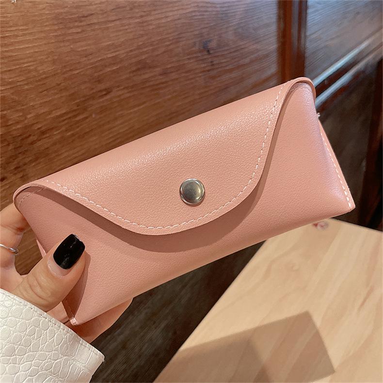 

U-образный чехол для солнцезащитных очков из ПУ кожи: Мягкий, на кнопках, против давления, многоцветный Single case розовый