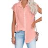 Women's Casual Summer Solid Color Short Sleeve Lapel Blouse Single Breasted Shirt Top