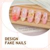 Cross-border hot-selling blush wearing nail piece 3D three-dimensional flower manicure fake nail short almond nail piece wholesale