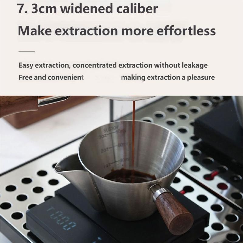 Practical Espresso Filter Cup With Handle and Scale Stainless Steel Milk Ounces Cup With Measurement Marks