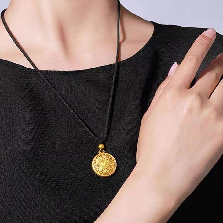 Gold Color Eight Treasures, Rich and Noble, Hollow Lotus Eight Treasures Compass Pendant, Fuzi Hangtag, Couple Necklace Pendant