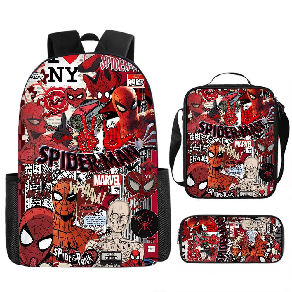 Spider-Man Schoolbag Three-piece Set Student Large-capacity Storage Backpack Outdoor Portable Backpack