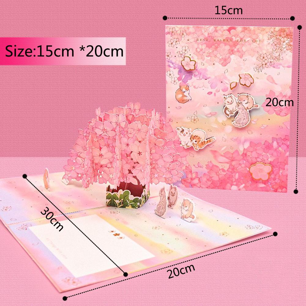 New Romantic Style 3D Pop-up Greeting Card For Birthday Christmas Postcard Party Wedding Decoration Colorful Creative Kids Gifts