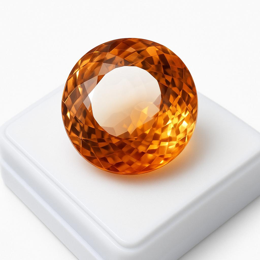 Natural Orange Topaz Loose Gemstone Brazilian 10.35 Ct Round Cut for Jewelry Making and Crafts