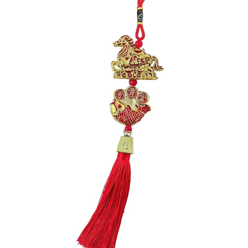 2026 Year Of Horse Wall Hanging Car Ornament Chinese New Year Red Gold Pendant Lucky Decora Housewarming Gifts