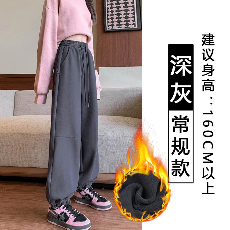 Gray Corset Sweatpants Women's Spring New High Waist and Thin Wide Legs Loose Harlan Casual Sweatpants