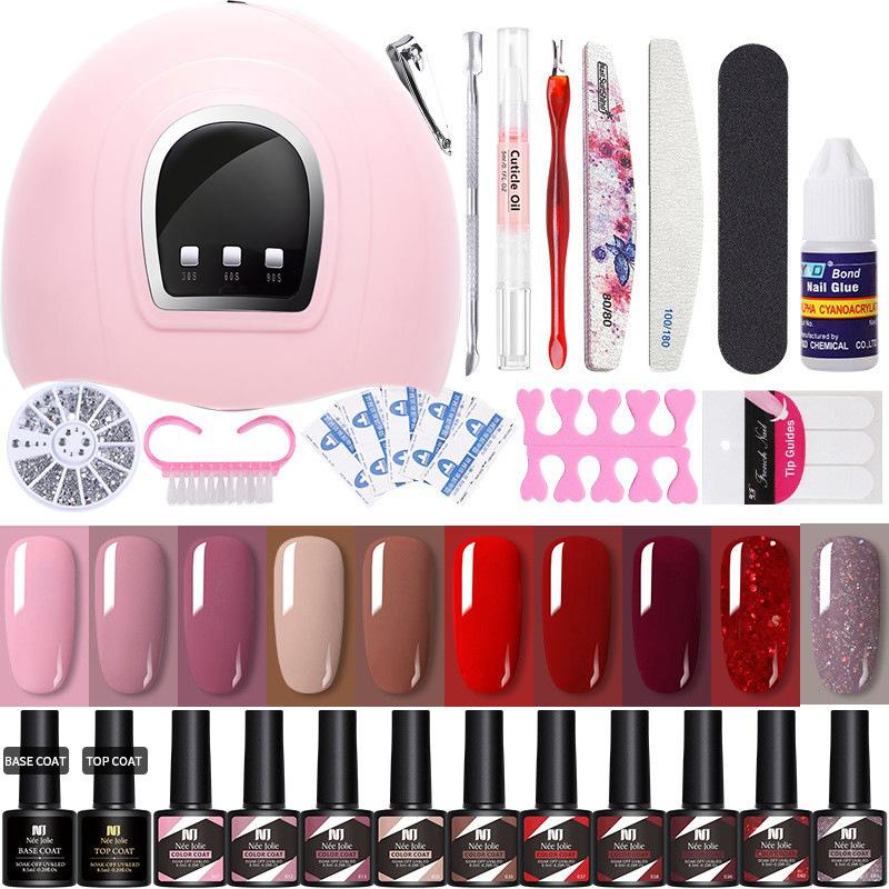 20 Colors Glitter Gel Nail Polish Set Shimmer UV Gel Nail Art Kit with Base and Top Coat NJ