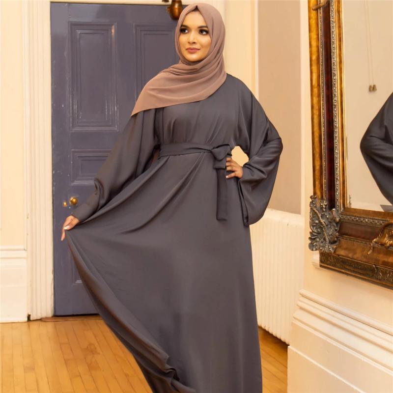Abaya Women Muslim Long Dress Kaftan Solid Loose Plus Size Middle East Gown Jubah Baju Muslim Baju Raya [excluding Headband]