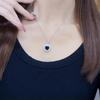 Women's Light Luxury Sapphire Heart Pendant Clavicle Chain with Colored Gemstones and Full Diamond Inlay - New European & American Style.