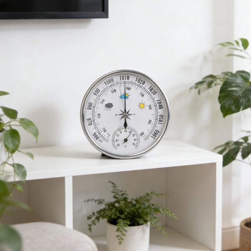 Metal Construction Barometer With Temperature Gauge Ideal For Hiking Camping And Scientific Research Portable
