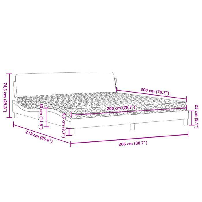 VidaXL Lit avec matelas bleu 200x200 cm velours 3208475