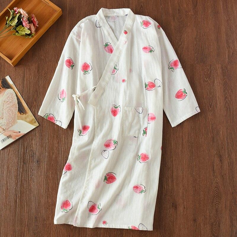 Summer Japanesestyle Kimono Pajamas New 100 Cotton Gauze Pajamas Nightgown Ladies Spa Yukata Homewear Long Pajamas Women