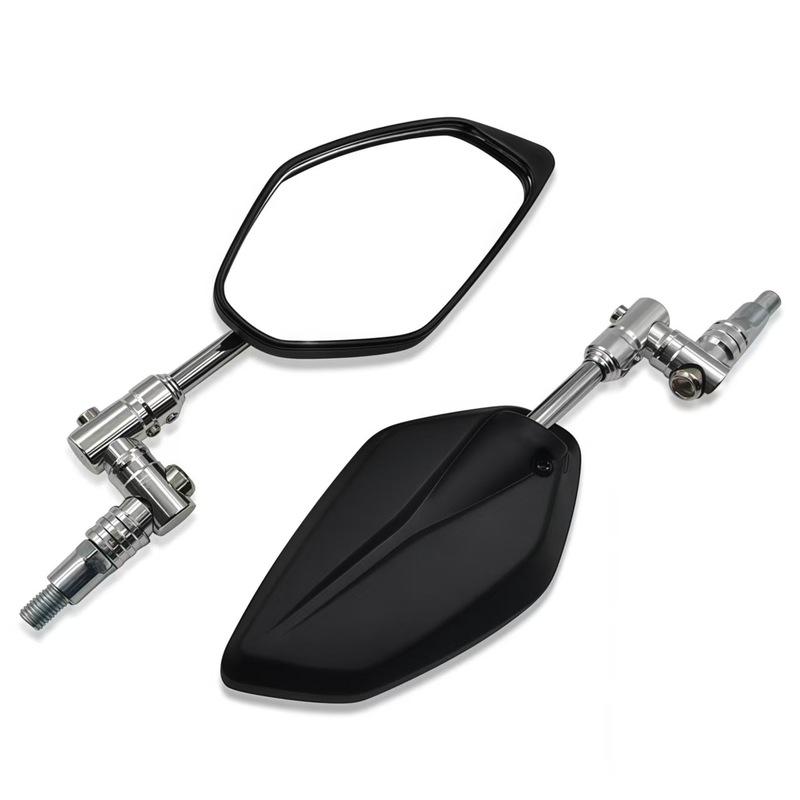 Motorcycle rearview mirrors black silver with adapter fit 10mm thread size ABS aluminum alloy rotating motorcycle side mirror