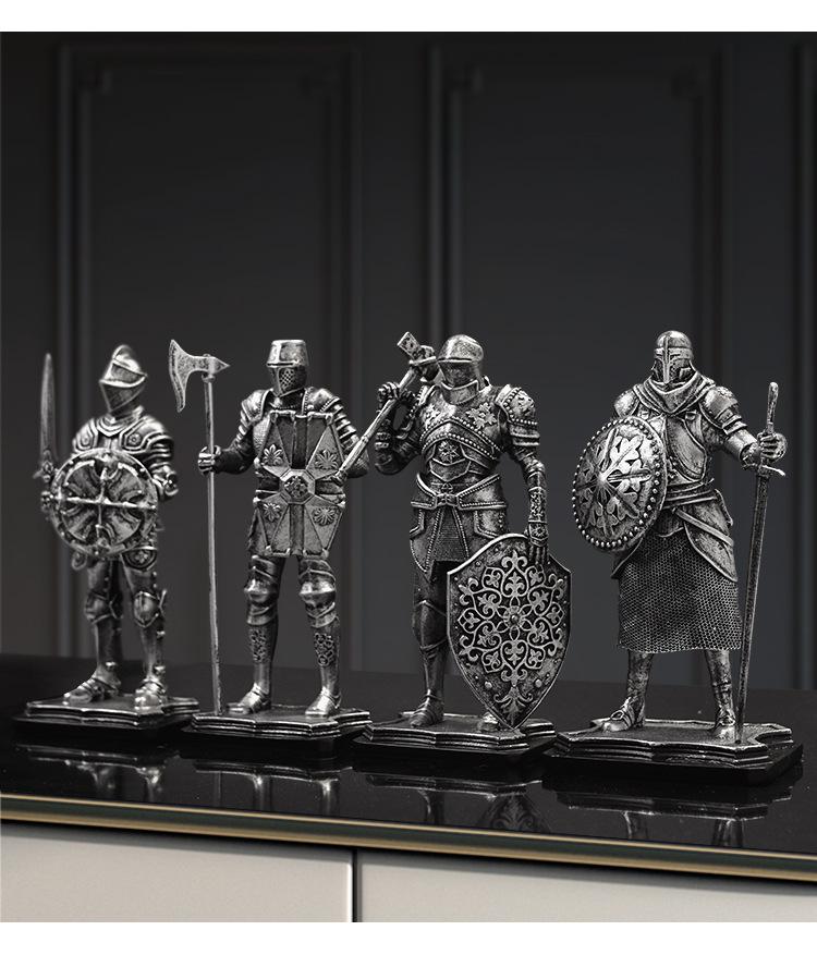 Nordic Victory Knight Resin Figurine: High-End Vintage Office Decor