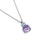 Ice Flower Cut Purple Stone Square Pendant, High-Grade Pink Diamond Quadrilateral High Carbon Diamond Super Flash Necklace, Female