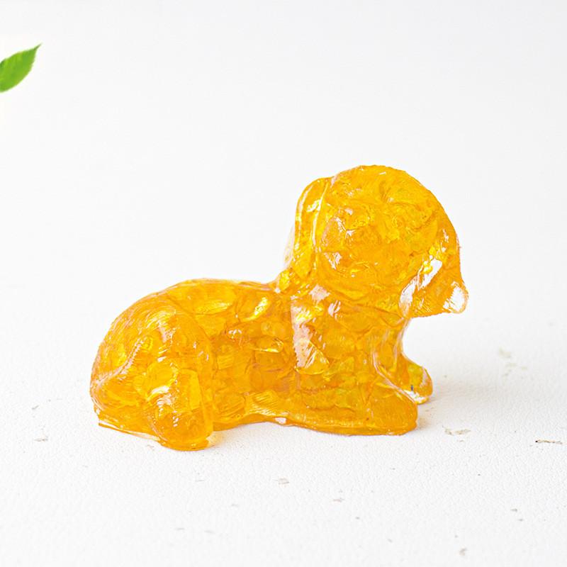 Crystal Resin Dog Face Decor With Natural Gemstone For Office And Home Tabletop Gift