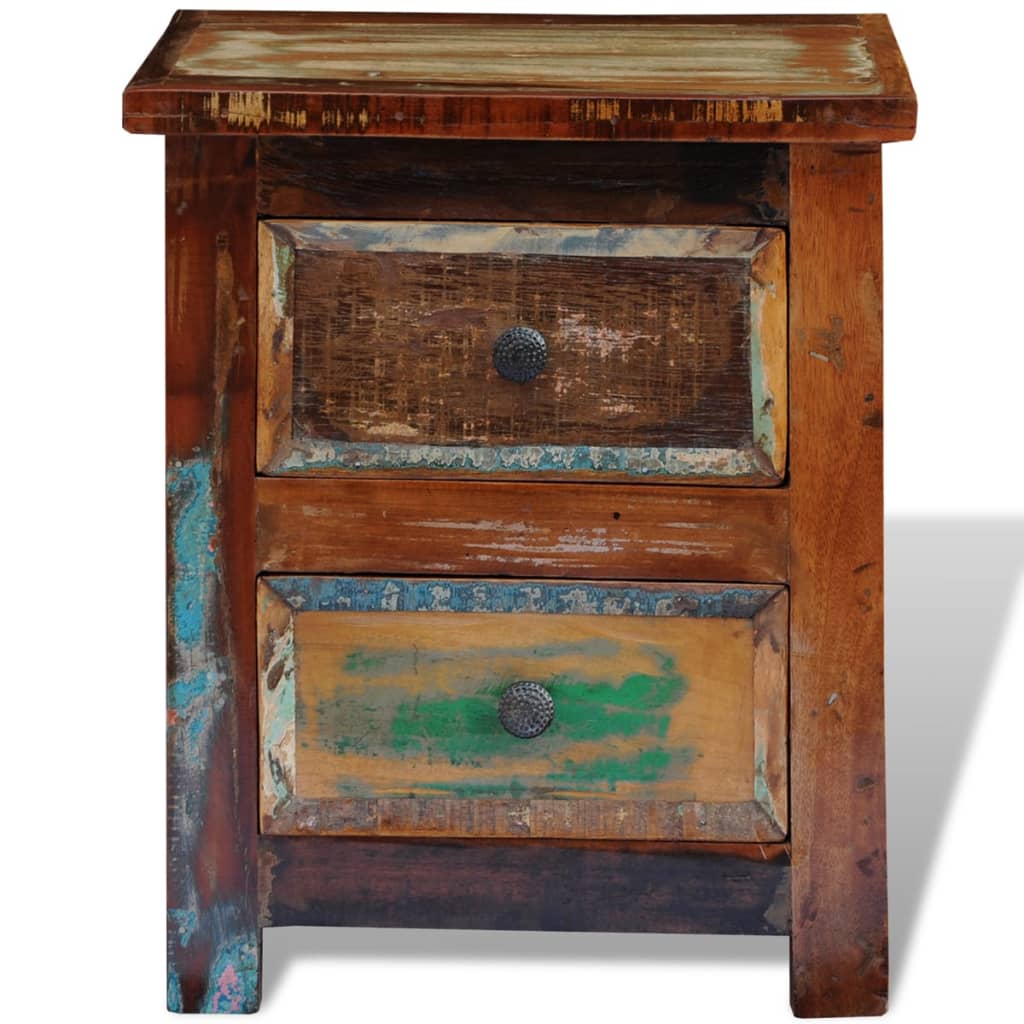 Nightstand with 2 Drawers Reclaimed Solid Wood