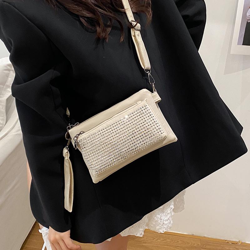 Women's Small Square Bag With Diamonds Shoulder Crossbody Bag