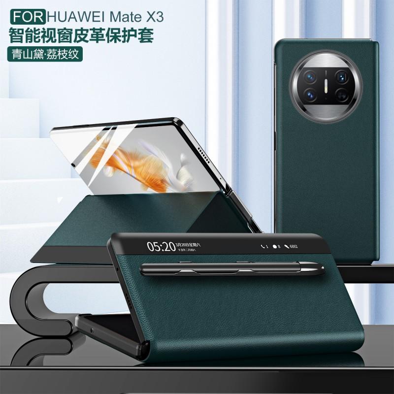 Mate X3 Flip Case With Side Window Pen Slot Shockproof Protection Stand Function PC Leather Cover