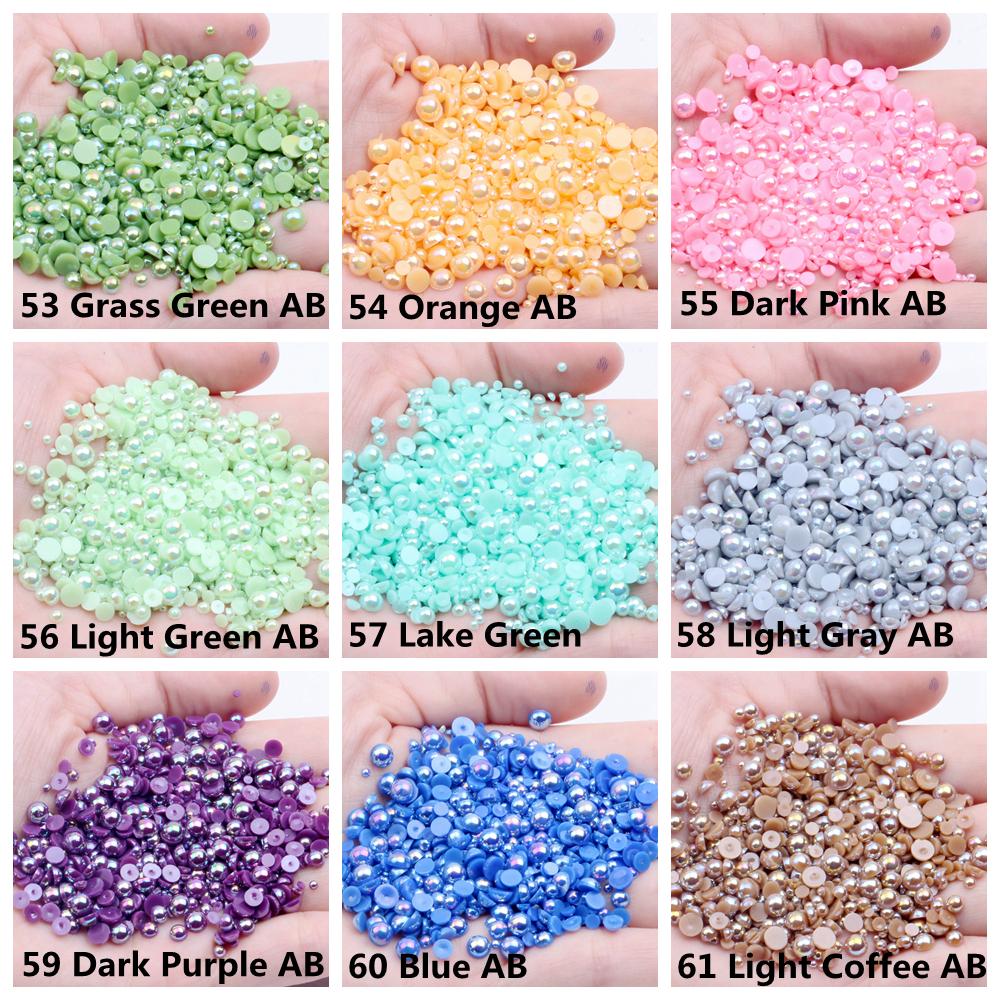 2000pcs 8mm AB Color Resin Half Round Flatback Beads for DIY Jewelry and Garment Decorations