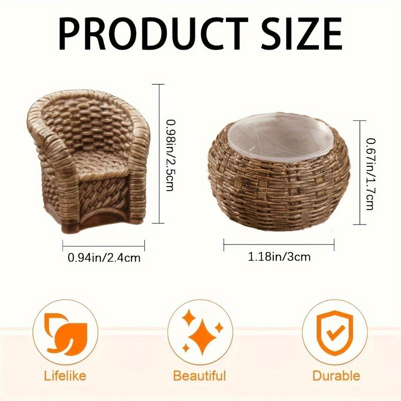 Bamboo Woven Furniture Resin Ornaments Handicrafts Creative Home Decor Accessories 1 Table+4 Chairs