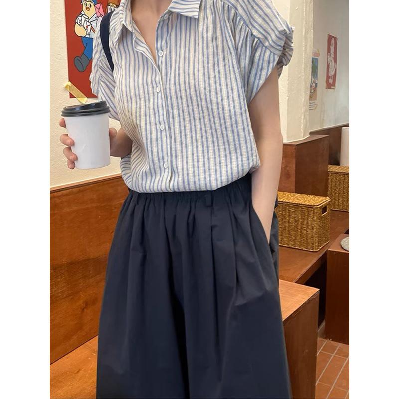 

Женский летний топ с коротким рукавом в французскую полоску - Нишевый дизайн 2025 года с защитой от солнца Small