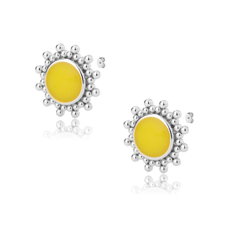 Inlaid opal stud earrings women's retro temperament sun simple luminous glue high-end earrings