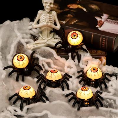 Cadılar Bayramı Örümcek Göz Küresi Tealight LED Alevsiz Mum Tutucu Işıkları Pil Kumandalı Cadılar Bayramı Partisi Masası Ürkütücü Dekor İçin