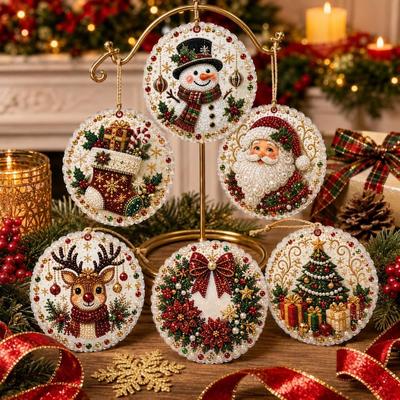Pearl Christmas Wooden Ornament Wooden Christmas Tree Decoration DIY Diamond Art Kit Party Decor