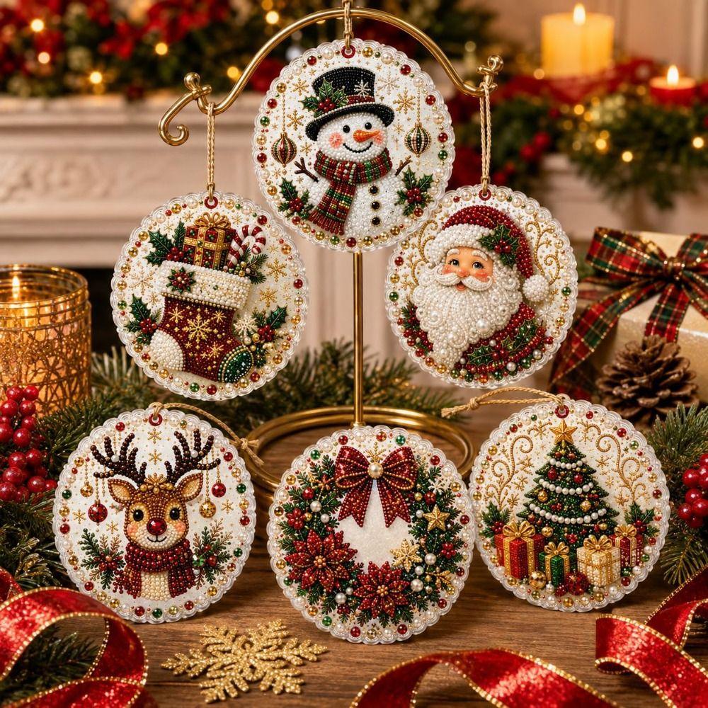 Parel DIY Diamant Kunst Kit Speciale Vorm Edelstenen Hangend Vakantie Ornament Huis