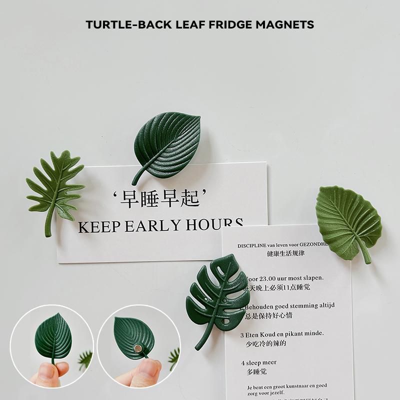 4Pcs/Pack Creative Green Turtle Leaf Fridge Magnet for Kitchen Message Board Refrigerator Magnet Sticker Gift Home Decoration