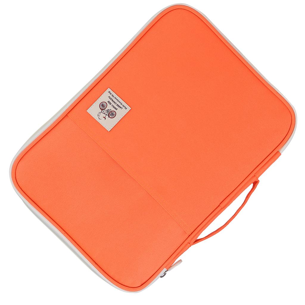 A4 Document Bag File Folder Portfolio Organizer Computer Notebook Zippered Case (Orange)
