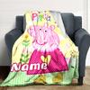 Custom Name Peppa Pig Ice Cream Party Party Blanket For Couch Bed Plush Cozy Fuzzy Blanket Super Soft Warm Blankets For Fall And Winter 0916106
