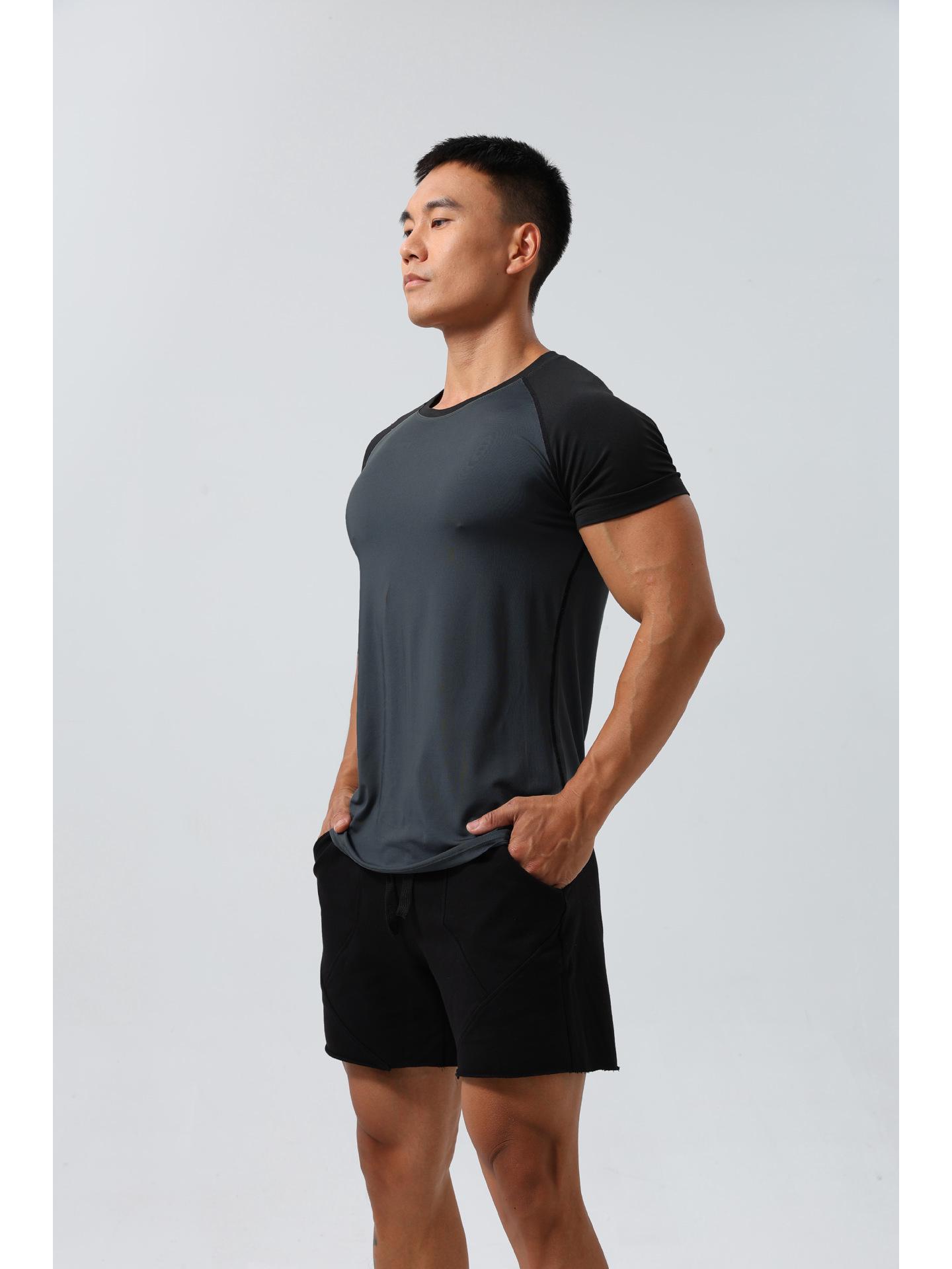 Мужская быстросохнущая эластичная футболка для фитнеса с коротким рукавом — дышащая и легкая L