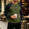 Men's Long Sleeve Color Block T-Shirt Round Neck Casual Basic Top