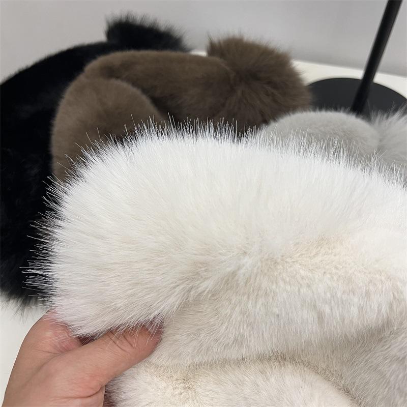 Winter warm hat women's imitation fur long rabbit fur dome fashion ear protection cold pullover hat northern wind and snow hat