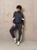 Contrast color splicing casual sweater women's stand-up collar zipper jacket side strip drawstring sweatpants two-piece set