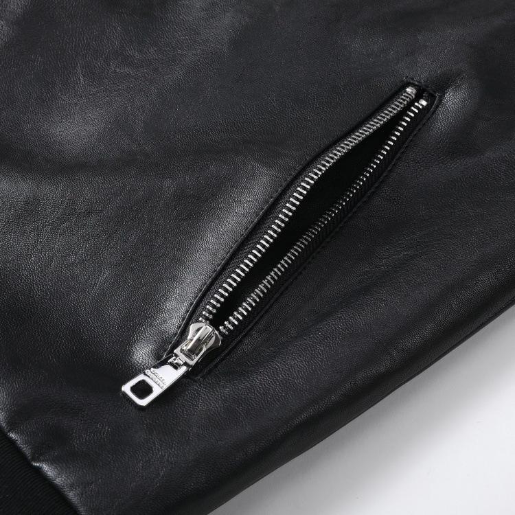 Du Jiabang Herren Jacke mit Stehkragen aus Kunstleder - Herbst/Winter, Schlanke Passform, Reißverschluss, Unifarben, Trendiger Business-Stil.