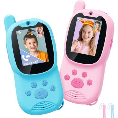 2 Piezas Juguete Intercomunicador de Video para Niños con Pantalla Interfono Inalámbrico Portátil de Largo Alcance con Efectos de Voz Interior Exterior Niños Niñas Juguete Radio de 2 Vías