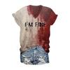 Halloween Blood Shirt Digital Print Blood Stains Text Tee Shirt Women V-neck Tops Casual Wear Funny Horror Clothes