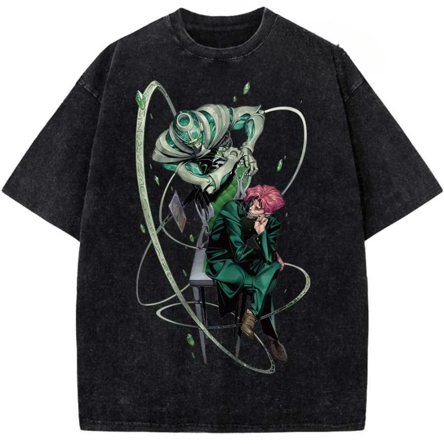 Anime JoJo's Bizarre Adventure Kakyouin Noriaki Graphic T Shirt Men Clothing Oversized Tshirt Washed Cotton Tee Harajuku T-shirt