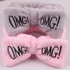 Versatile Candy Color Omg Letters Bow Headband Coral Fleece For Daily Facial Routines