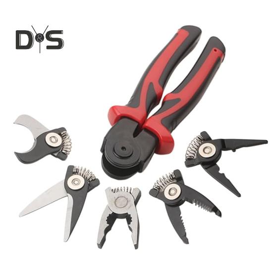 Allzweck-Werkzeugsatz, vielseitig, robust, multifunktional, Zangensatz mit ergonomischem Griff, austauschbares Handwerkzeug, Crimpzange