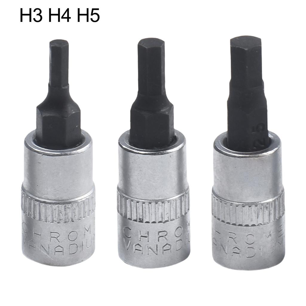 3pcs1/4 Inch Drive Hex Socket Bit Set 3- 8mm Screwdriver Bits H3 H4 H5 H6 H7 H8 Hexagonal Pressure Matching Cylinder Screwdriver
