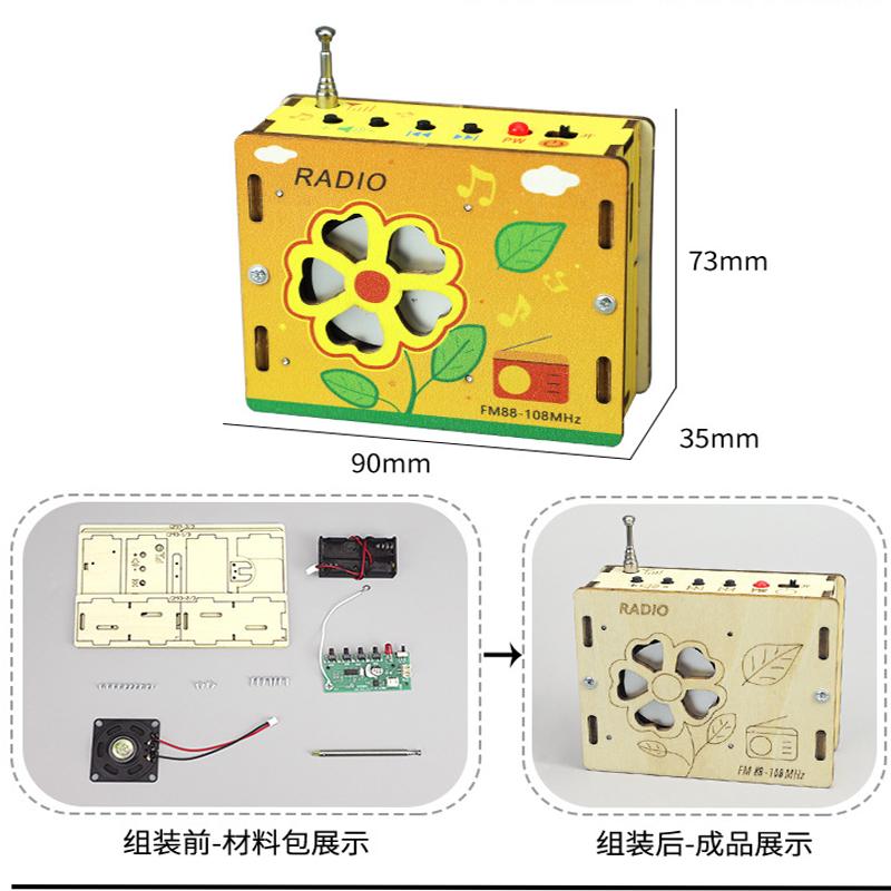 Kendin Yap El Yapımı Ahşap FM Radyo Kiti Çocuk Bilim Deneyi Eğlenceli Eğitim Aydınlatıcı Bulmaca Dekoratif Oyuncak